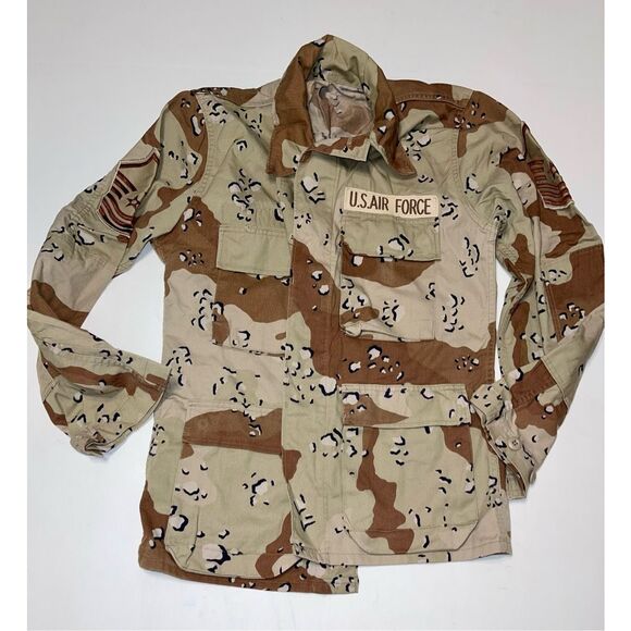 Military Shirt Mens Small Reg Brown Utility‎ Camouflage Uniform Desert Air Force - Picture 1 of 7